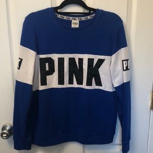 Pink Victoria’s Secret blue crew neck sweatshirt